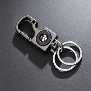 Matte Black Zinc Alloy Compact Key Holder Custom Logo Carabiner Key <b>Clip</b> Double Key Rings for <b>Car</b> Keys, Travel Daily Carry - Product Image 1