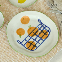 JOYYE-Vaisselle avec motif de fruits frais, motif banane orange fraise, assiettes en céramique, bol et tasse, design original