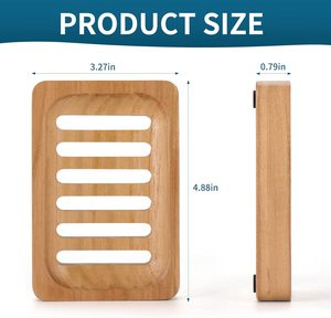 Support à Savon en Bois Personnalisé OEM Gravé, Plateau de Drainage Naturel en Bois Rainuré pour Salle de Bain et Douche, Vente en Gros - Product Image 2