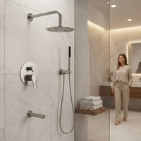 Robinet de douche mural encastré brossé en acier inoxydable 304 sans plomb, vente en gros directe d'usine pour hôtels, OEM