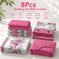 Ensemble de draps 8 pièces personnalisé au prix de gros le moins cher avec rideaux, ensemble de literie 8 pièces pour lit King et Queen toutes saisons