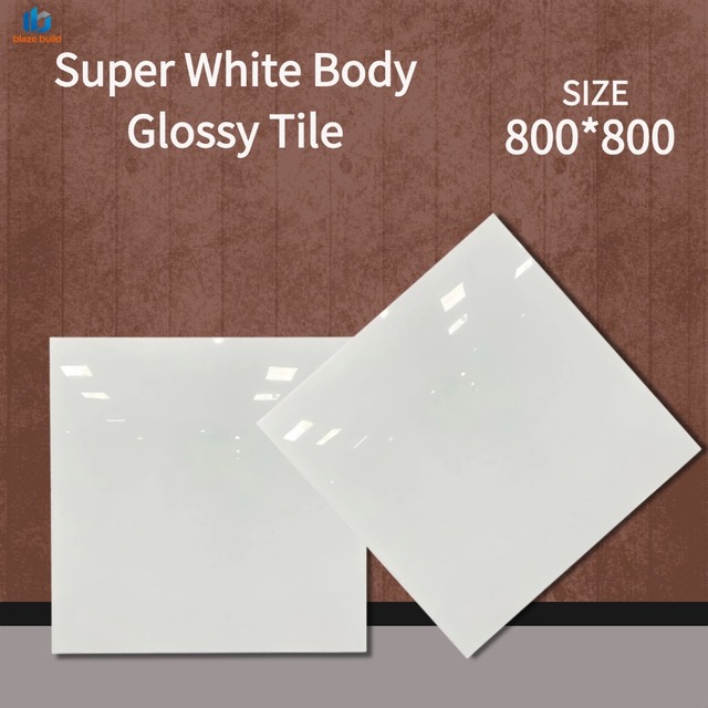 Modern Minimalist White Porcelain Floor Ceramic Tiles 800x800mm High Gloss Finish for Apartment School Supermarket Decking