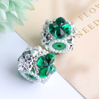 Perles décoratives de Noël bicolores rouge et vert, à trou droit, perles lâches pour DIY, stylos perlés, chaînes de téléphone, porte-clés, breloques de sac, fournitures