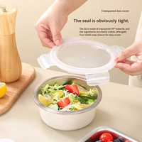 Boîte à lunch en acier inoxydable 304, récipient à collation réutilisable, boîte alimentaire avec couvercle en PP visible, récipient alimentaire en métal, utilisation en cuisine