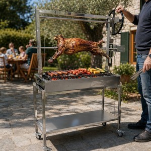 Griglia Santa Maria da 1250mm, Barbecue Tradizionale <span class=keywords><strong>Argentino</strong></span>, Girarrosto Professionale in Acciaio Inox per Agnello Intero - Product Image 3