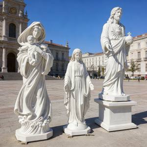 Estatua de la Sagrada Familia de Mármol Hecha a Mano, Diseño Europeo Religioso, Tamaño Real para Exteriores, para Iglesia y Jardín - Product Image 3