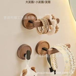 Support mural en bois pour bandeaux, finition hêtre, multifonctionnel, sans perçage, porte-serviettes, rangement pour salle de bain et chambre - Product Image 2