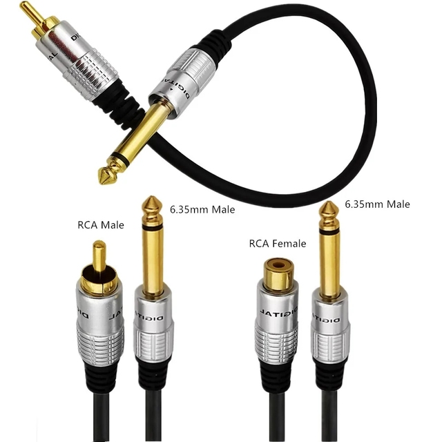 RCA to 1/4" Audio Cable 6.35mm Mono Plug Male to RCA Female Male Cable for Camera Headphone Speakers Phones Tablet Mp3 Player