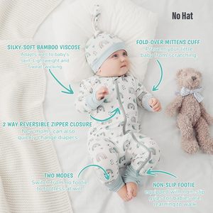 <span class=keywords><strong>Pyjama</strong></span> <span class=keywords><strong>bébé</strong></span> unisexe MULUNA en bambou, combinaison décontractée d'automne avec fermeture éclair bidirectionnelle, grenouillère douce <span class=keywords><strong>sans</strong></span> pieds - Product Image 2