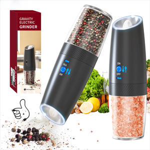 MUYI 신상품 중력 플라스틱 세라믹 페퍼 밀 충전식 소금 분쇄기 전기 페퍼 그라인더 - Product Image 1