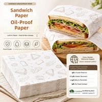 Emballages personnalisables pour sandwichs et burgers, résistants à l'huile, recyclables, en papier couché, pour la vente à emporter, avec support pour logo de marque