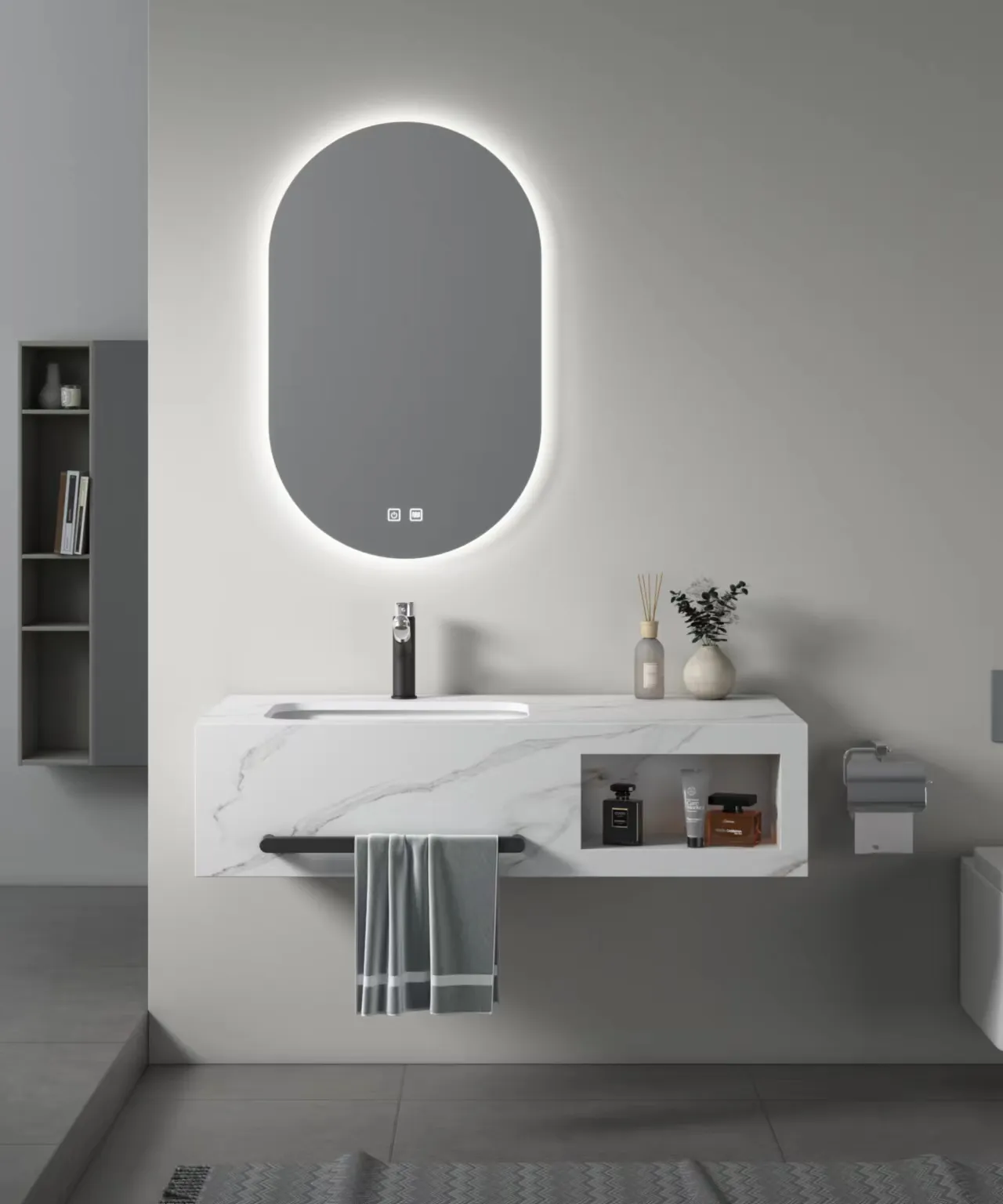 Lavabo da parete Rock nuovo design vanità del bagno vanità del bagno moderno lavabo di fascia alta mobiletto del bagno camera singola w