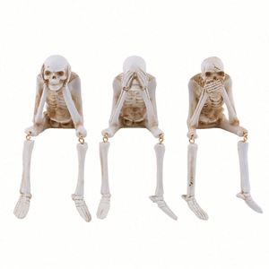 Oferta Especial: Estatua de Esqueleto Realista que Habla y No Oye Malos Sonidos, Decoración de Halloween, Colección de Terror de Poliresina, Regalo, EE. UU. - Product Image 1