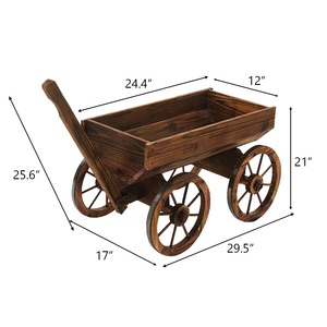 Nouveau design de jardinière de fleurs en bois Station Garden Wagon Decor avec roues surélevées Garden Bed Planter Box For Outdoor Backyard Balcon - Product Image 4