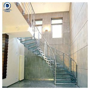 <span class=keywords><strong>Escalier</strong></span> en métal incurvé de conception moderne Prima, <span class=keywords><strong>escalier</strong></span> en <span class=keywords><strong>bois</strong></span> incurvé durable, marche en verre trempé, garde-corps en tige incurvée, <span class=keywords><strong>escalier</strong></span> incurvé - Product Image 3