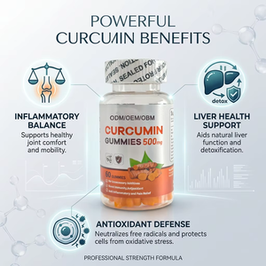 Gomitas de Cúrcuma Sin Azúcar Personalizadas de Fábrica ODM con Base de Pectina para el Apoyo de las Articulaciones y la Recuperación Muscular, Marca Privada - Product Image 1