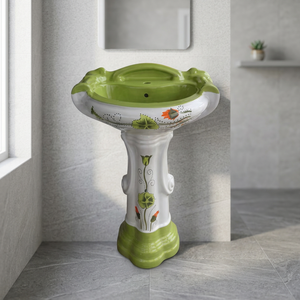 Big Size Square Ceramic Bathroom Sink One Piece Art Pedestal Wash Basin With <b>Smart</b> <b>Mirror</b> And Cabinet pedestal wash basin - Product Image 5