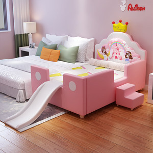 <span class=keywords><strong>Lettino</strong></span> per Bambini JINS in Legno Massello con Sponda di Sicurezza, Combinazione di Letti in Pelle, Paracolpi Piccolo per Culla - Product Image 2