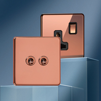 Prise murale minimaliste rétro haut de gamme pour villa, type 86, or rose miroir, Royaume-Uni, 13A-250V, avec ports USB et Type-C