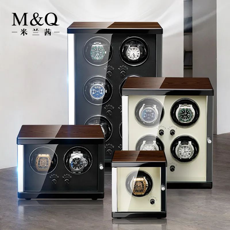 M & Q 맞춤형 블랙 고광택 래커 블랙 시계 디스플레이 캐비닛