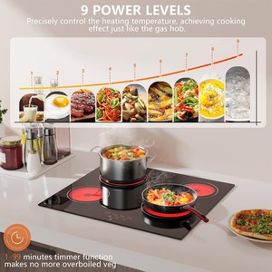 เตาเซรามิกแบบฝัง OEM 4 หัวเตา ควบคุม 9 ระดับ ใช้งานได้ทั้งแก๊สและอินดักชั่น - Product Image 2