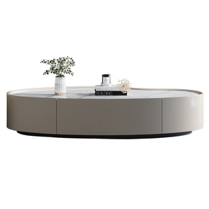 Table basse moderne simple pour salon avec panneau rock Table basse créative style crème en forme de noix de cajou ovale mangue - Product Image 6