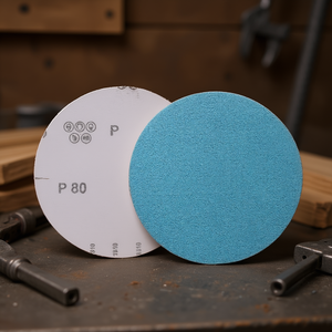 Fervi Heavy Adhesive Backed for Sanding <b>Discs</b> P80 Blue 150mm for Wood <b>Metal</b> Finishing - Product Image 3