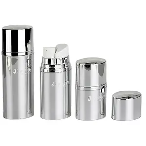 Mooi En Duurzaam Cosmetische Verpakkingen Custom Size Matt Zilver Airless Dubbele Pomp Fles