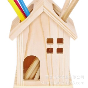 Portalápices de madera con forma de casa, organizador de escritorio, caja para brochas de maquillaje, artículos de estudio, adorno decorativo - Product Image 5