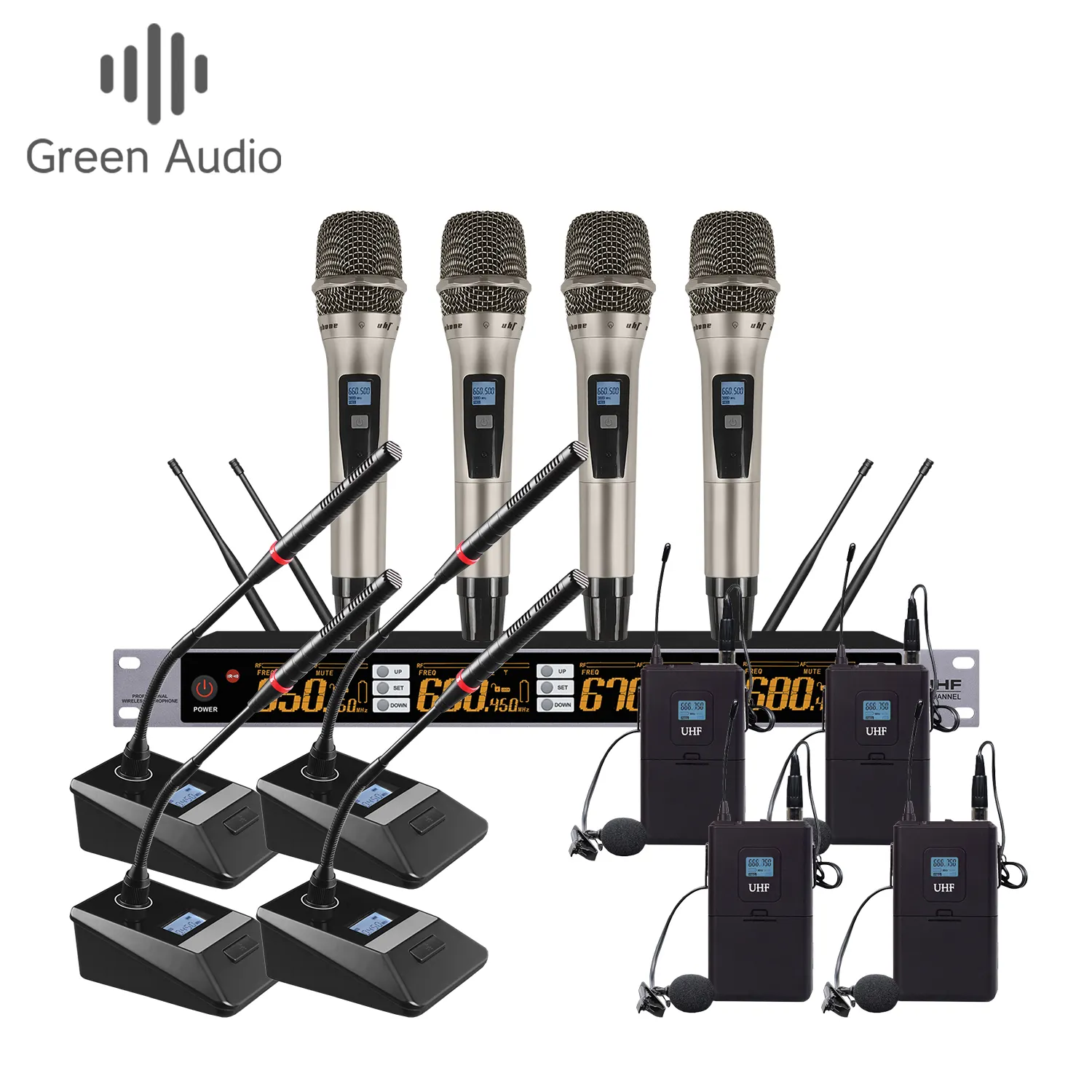 GAW-BR808 Professional BR Series Stage KTV Infrared UHF Wireless Microphone 1 to 4 Pair Frequency Noise Cancelling Function