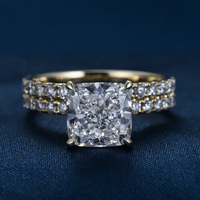 Ewiger Schmuck IGI-Zertifikat 1ct 2ct Kissenförmiger Schliff D-Farbe VVS Labor-Gezüchteter Diamant S925 Silber 10K 14K 18K Gelbgold PT950 Ring
