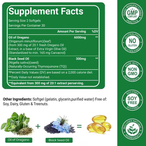 Capsules de gélules molles d'huile d'origan et d'huile de nigelle OEM/ODM – Antioxydant, stimulant immunitaire, équilibre intestinal, santé digestive, mélange à base de plantes - Product Image 6