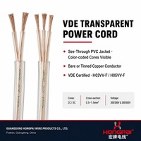 Cable de Alimentación Transparente HONGPAI VDE H03VV-F H05VV-F, 2 y 3 Núcleos, Cobre PVC, Codificación por Colores, Cable Flexible General