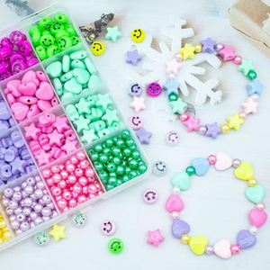 Candy Colored Acrylic Beads DIY Jewelry Making <b>Kit</b> Heart Star Smile Face Loose Beads For Crafting Bracelets Necklaces Kids Craft - Product Image 4