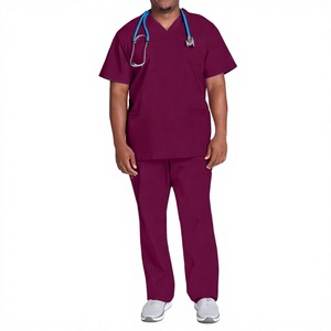 Ensemble de blouses médicales unisexe personnalisées en Spandex/Coton, col en V, manches courtes, détection d'aiguilles, uniforme d'infirmière, tenue de travail hospitalière - Product Image 2