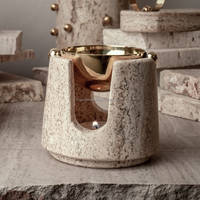 Diffuseur en travertin, cadeau d'huiles essentielles, porte-encens arabe, brûleur à cire, brûleur à bougies d'aromathérapie, brûleur à encens en travertin