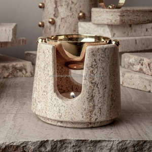 مبخرة ترافرتين جديدة للزيوت العطرية، حامل بخور عربي، موقد شمع، موقد للعلاج بالروائح، موقد بخور من الترافرتين - Product Image 3