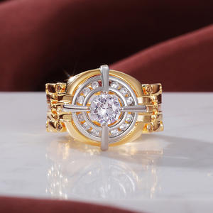 แหวนค็อกเทลทรงเรขาคณิต F722 แหวนเพชรทรงกลมสำหรับผู้หญิง แหวนแฟชั่นสำหรับงานหมั้น - Product Image 3