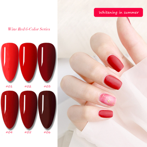 AILANUO pegamento de esmalte de uñas rojo brillante de 6 colores, 15ML rojo oscuro, rojo vino, rojo claro de larga duración, adecuado para bricolaje - Product Image 2