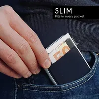 Dompet kartu kredit pemblokir Rfid pria, dompet pria minimalis cerdas, wadah kartu ID Bank tipis logam, dompet kartu kredit pemblokir Rfid