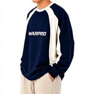 Premium unisex <b>Navy</b> Blue Cream Contrast Sweatshirt Long Sleeve Crew Neck Casual Sports Pullover Streetwear Training <b>Top</b> - Product Image 4