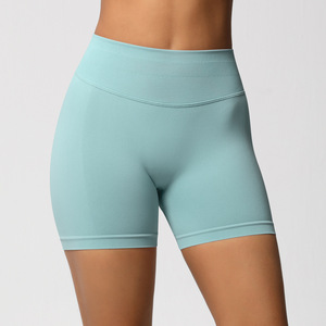 Shorts Deportivos de Mujer con Cintura Ancha Acanalada, Sin Costuras, Corte en V, Control de Abdomen, Elásticos, No Transparentes, para Entrenamiento Diario - Product Image 2