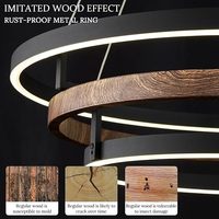 Lustre à 3 anneaux en bois de noyer noir avec LED, luminaire dimmable pour entrée, lustres circulaires