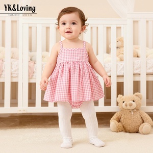 Nouvelle Robe Halter Coréenne Printemps-Été pour <span class=keywords><strong>Bébé</strong></span>, Robe à Carreaux Style Étranger, Barboteuse Princesse pour Filles - Product Image 4