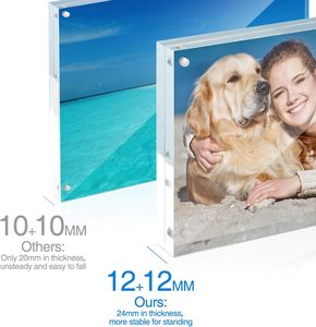 Hiện đại 5x7 inch Acrylic khung ảnh Thiết lập hai mặt ngang nam châm 12 + 12mm Độ dày rõ ràng hình ảnh hiển thị giá - Product Image 4