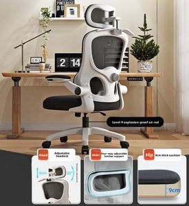 Vente en gros de nouvelle chaise de bureau exécutive à dossier haut moderne accoudoir rabattable à 90 ° chaise ergonomique pivotante d'ordinateur en maille intégrale appui-tête - Product Image 2