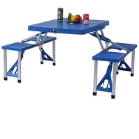 Table et chaises pliantes portables faciles à ouvrir, en plastique ABS, avec 4 sièges, table pliante