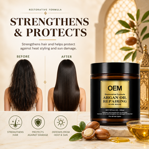 Masque capillaire réparateur intense à l'huile d'argan, vitamine B5, squalane et tréhalose pour des cheveux lisses et brillants - Fournisseur OEM ODM - Product Image 6