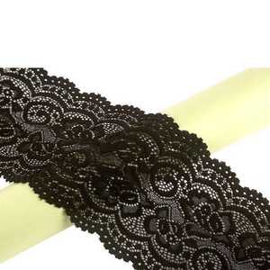 Encaje Elástico de Alta Resistencia, Transpirable, Blanco y Negro, de 10 cm de Ancho, Encaje de Algodón Elástico Ecológico - Product Image 2