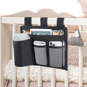 Organizador Colgante de Tela Negra Resistente para Cuna de Bebé, Ajustable y Plegable, con Embalaje Premium, Venta al Por Mayor - Product Image 2